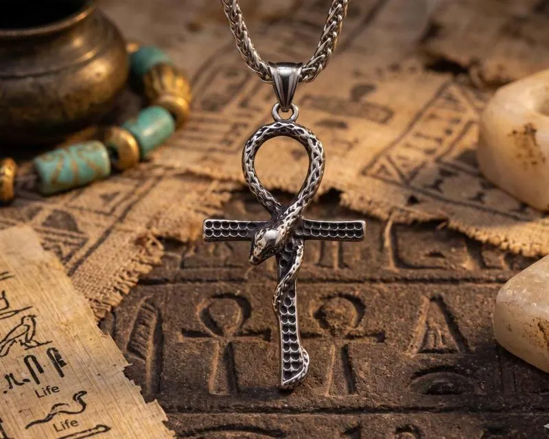 Ankh-shaped snake pendant